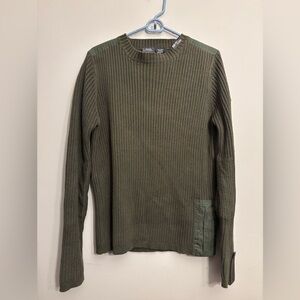 G-Star Men's Ribbed Khaki Crewneck Sweater